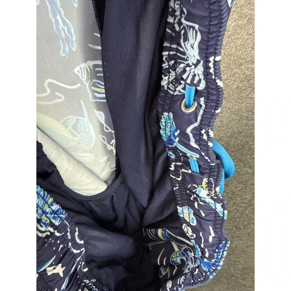 Vineyard Vines Men 3XB Navy Sea Life Lobster Turtle Lined Swim Trunks Cruise EUC